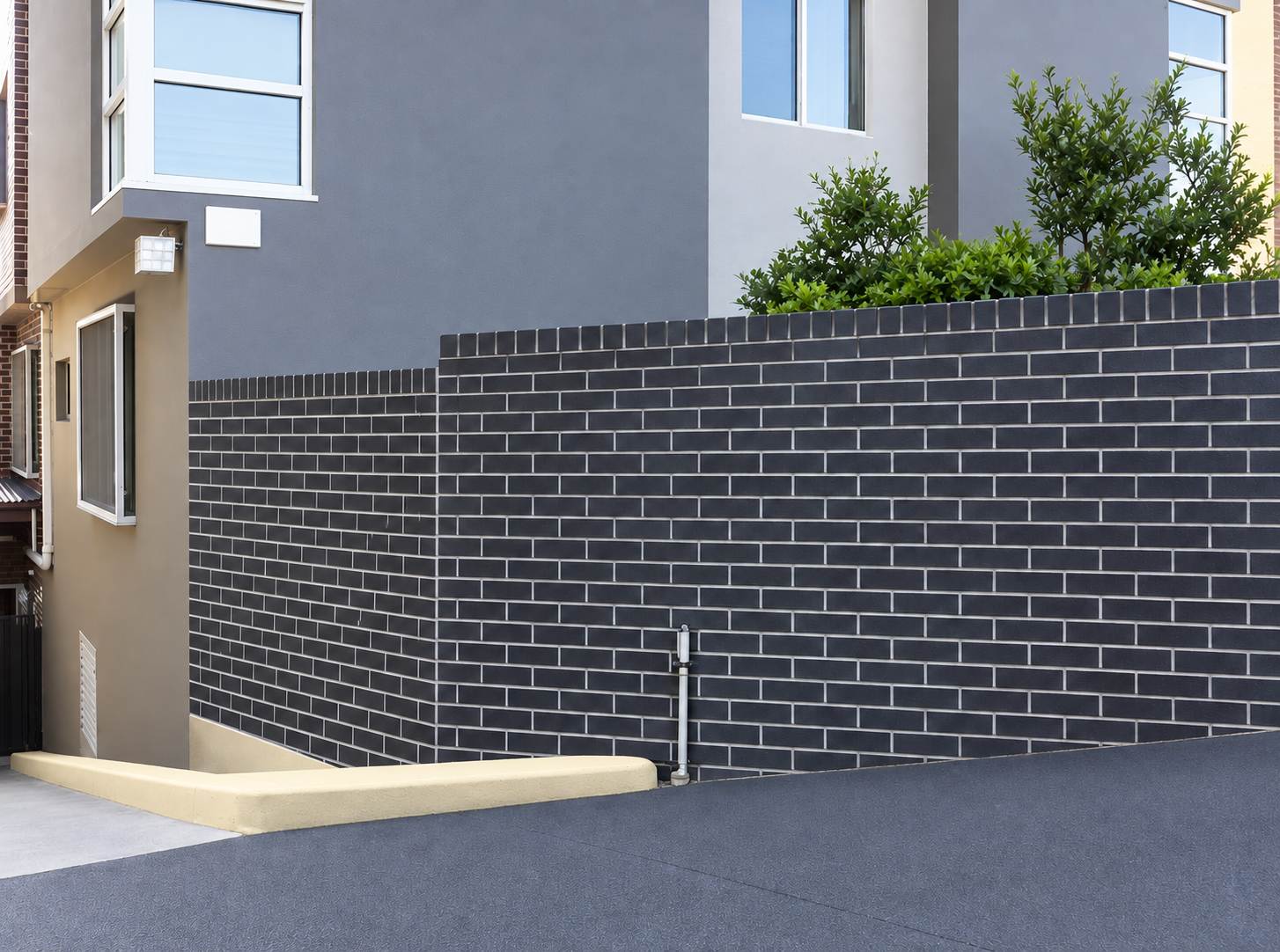 Brick wall after cleaning — bright and clean